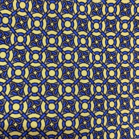 Brooks Brothers blue and gold print silk tie - Picture 3 of 5